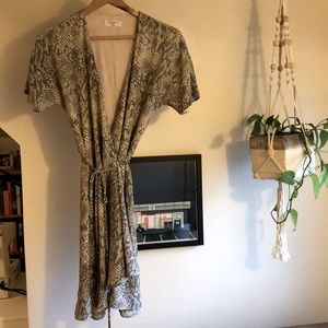 Aritzia Babaton snakeskin wrap dress.